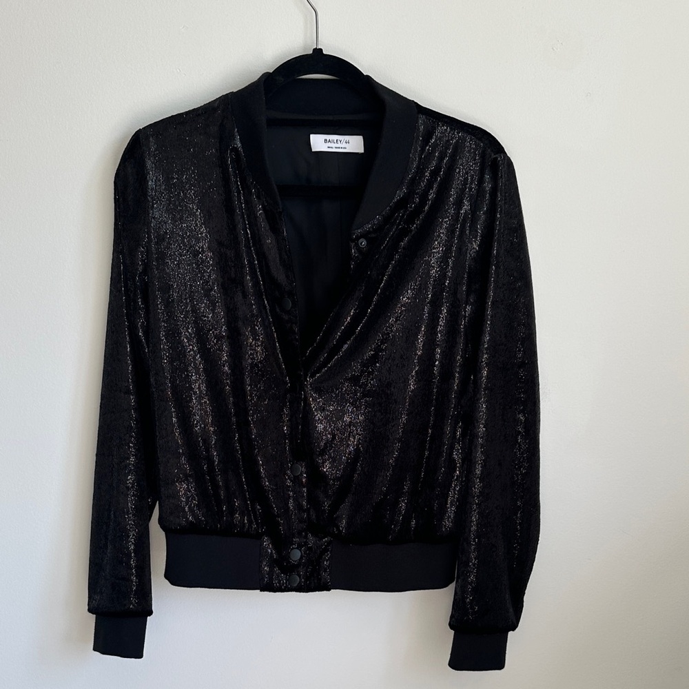 Blank NYC Black Shimmer Bomber Jacket